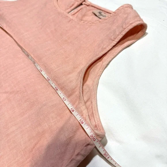 Magic Linen Royal Toscana Asymmetrical Sleeveless Pink Oversized Dress Pockets S - Picture 9 of 10